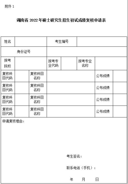 湖南省教育考試院關于2022年全國碩士研究生招生考試考生申請成績復核有關事項的公告