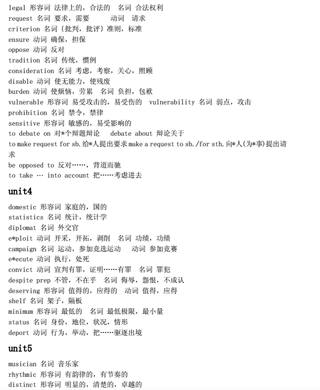 自考英語二1800核心單詞匯
